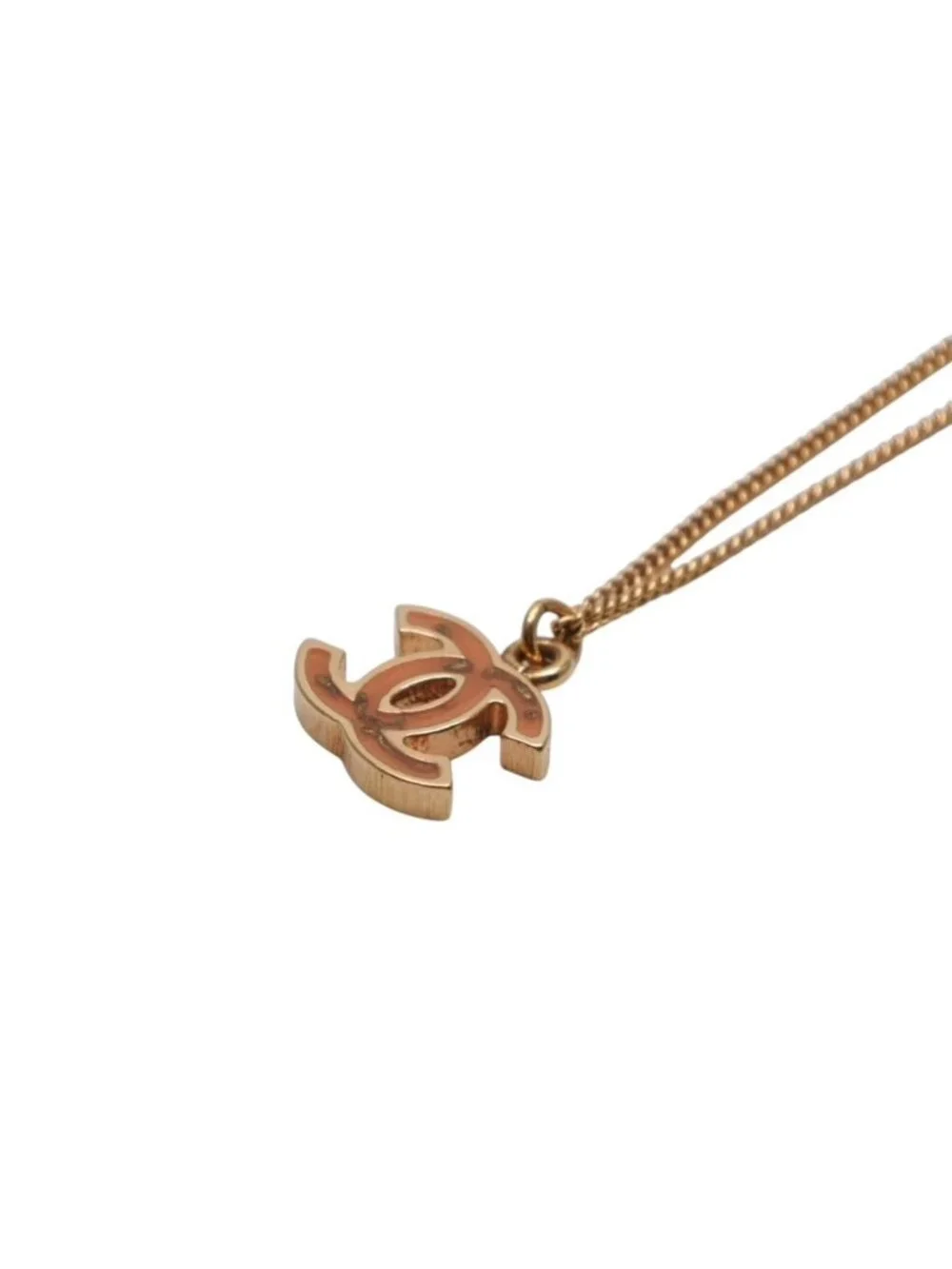 Chanel Necklace Double Sided CC Logo Brown Marble GD CC
